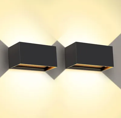 Produktbild von LED-Wandleuchte Kingwen, 20 W, 3000 K, IP65, schwarz, 2er-Set.