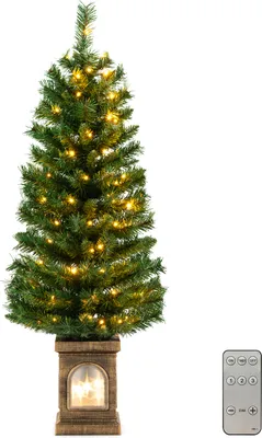 Produktbild von COSTWAY 120 cm künstlicher Weihnachtsbaum im Topf, 3 Lichtmodi, beleuchteter Tannenbaum mit warmweißen LED-Lichtern & Timer & 160 PVC Zweigspitzen