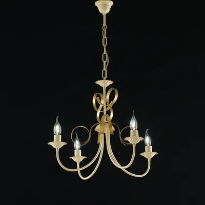 Immagine prodotto di Lampadario Classico 4 Luci Ferro Battuto Avorio e Oro Serie Bandolo