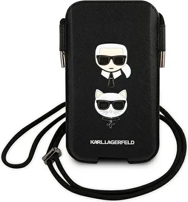Imagen del producto de Karl Lagerfeld, bolso modelo Klhcp12Lophkck, 6,7 cm, color , funda rígida de cuero saffiano, diseño "Ikonik Karl & Choupette"
