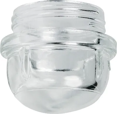 A clear, studio shot of a glass lamp cover.