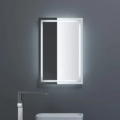 Produktbild von dopporo Badspiegel mit Beleuchtung 40x60cm LED Badezimmerspiegel Wandspiegel dimmbar mit Touch Bedienung Beschlagfrei LED-Spiegel-02