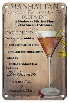 Produktbild von Blechschild Alkohol 12x18cm Manhattan Equipment ingredients