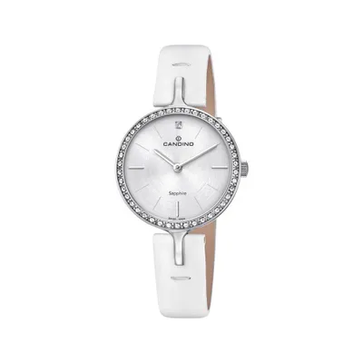Produktbild von Candino Damen Uhr C4651/1 Armbanduhr Lederarmband weiß