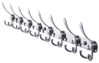Obrázek produktu pro Závěsná tyč do šatny s 8 háčky, nerezová ocel, 74 cm, chromovaná