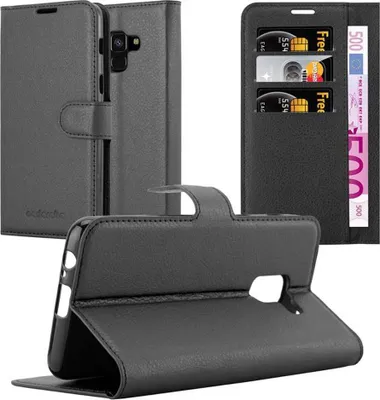 Produktbild von Cadorabo Hülle für Samsung Galaxy A8 2018 Schutz Hülle in Schwarz Handyhülle Etui Case Cover Magnetverschluss