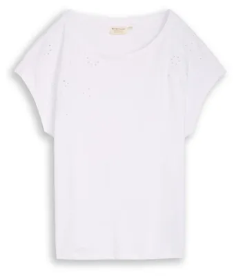 Produktbild von Tom Tailor T-Shirt mit floralen Lochstickereien an den Schultern
