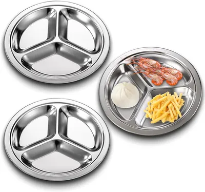 Produktbild von Menuteller, 3er Set, Edelstahl, geteilt, für Camping und Portionierung