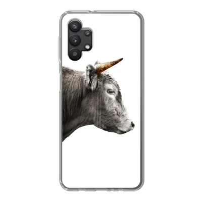 Produktbild von MuchoWow® Handyhülle Schutzhülle Hülle für Samsung Galaxy A32 5G Schottischer Highlander - Horn - Gold Silikon Softcase Handy Hülle - Softcase