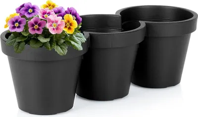 Immagine prodotto di Vaso da giardino triplo in plastica, nero, 39,5 cm