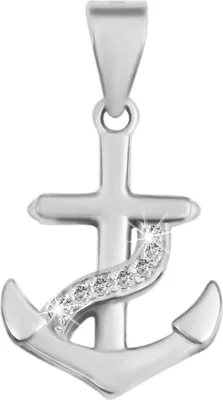 Produktbild von 925/- Echt Silber Anhänger ohne Kette "Nilofar", Anker mit Zirkoniabesatz, 925/rhodiniert
