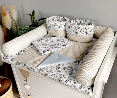 Produktbild von Wickelauflage, Wickelunterlage, Satz von 6 Elementen, 75x75cm (BxT), Zweige und hellbeige
