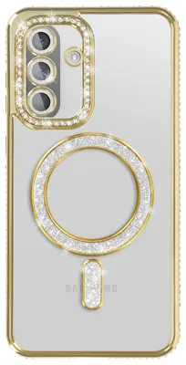 Immagine prodotto di Custodia per Galaxy A56 / A36, compatibile con MagSafe, con bordo decorato con strass, color oro