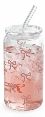 Trinkbecher Glas mit Deckel und Strohhalm, 500 ml, spülmaschinengeeignet