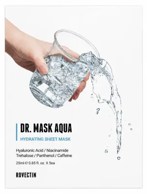Zdjęcie produktu dla ROVECTIN - Maska do twarzy w płachcie Aqua, nawilżająca, 5 sztuk