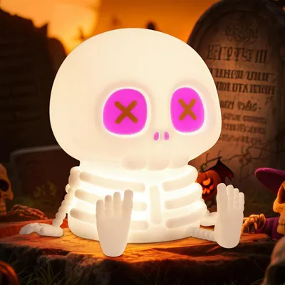 Produktbild von LED Geisterstatue Nachtlicht, Silikon Birne Touch Nachtlampe USB-Aufladbar mit Timer, Zwei Helligkeitsstufen,warmes Licht,für Halloween,Party,Geschenk