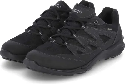 A pair of black ECCO Terracruise Lt Gore men's sneakers are shown against a white background.