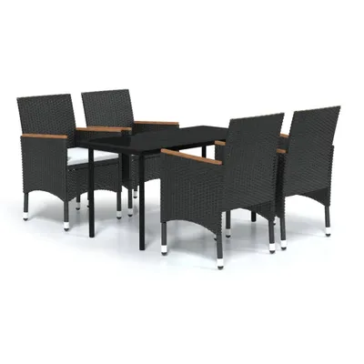 Immagine prodotto di vidaXL Set da pranzo da giardino 5 pezzi con cuscini nero
