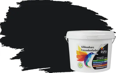 Produktbild von RyFo Colors Silikonharz Fassadenfarbe Lotuseffekt Trend Schwarz 3l - bunte Fassadenfarbe, weitere Grau Farbtöne und Größen erhältlich, Deckkraft Klasse 1
