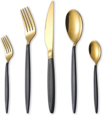 Produktbild von Famanu Besteckset 30-teilig für 6 Personen - Schwarz und Gold