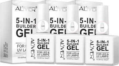 Produktbild von 5in1 Builder Gel Aufbaugel Nagelgel UV LED Nagelaufbau Modellage Transparent 3x15ml