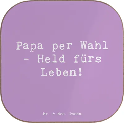 Produktbild von Mr. & Mrs. Panda Tischuntersetzer Spruch Adoptivvater Held - Lavendeltraum - Geschenk, bieruntersetzer, Familie, Flaschenuntersetzer, Helden, Familienstruktur, Coaster