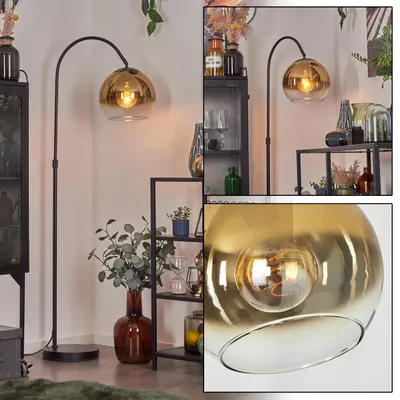 Produktbild von Cesaro Stehlampe aus Metall/Glas in Schwarz/Gold/Klar