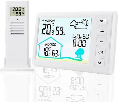 Productafbeelding van Weerstation Binnen en Buiten - Weerstation Draadloos Binnen Buiten - Weerstation met Buitensensor - Weermeter