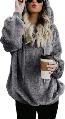 Produktbild von Sherpa-Pullover für Damen, warme Winter-Tunika-Oberteile, Sweatshirts