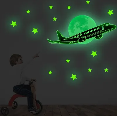 Produktbild von INF Leuchtsticker, Stern- und Flugzeugmotive Grün