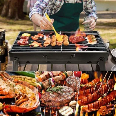 Produktbild von Famanu Holzkohlegrill für 5-7 Personen - Tragbare Garten- und Campinggrill