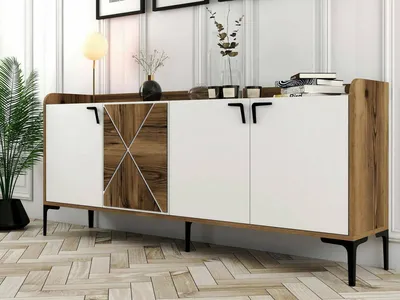 Immagine prodotto di Dmora Credenza Also 35x180x78h cm Bianco, Apertura Battente 3 Ante