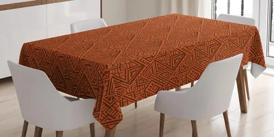 Produktbild von ABAKUHAUS aztekisch Tischdecke, Heilige ethnische exotische Stammeskultur antikes altmodisches böhmisches Design, 140 x 170 cm, Orange Dark Orange