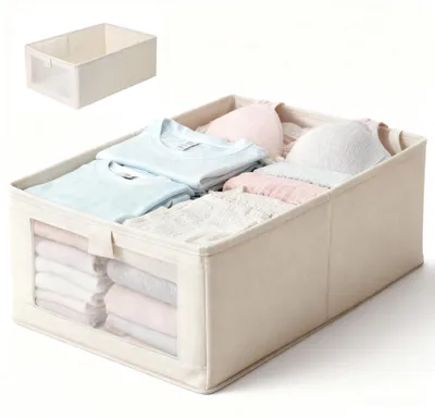 Produktbild von Schubladen-Organizer, Kleiderschrank-Organizer 41x28x17cm, faltbare Aufbewahrungsbox mit Sichtfenster, Wäscheaufbewahrungsbox für Kleidung