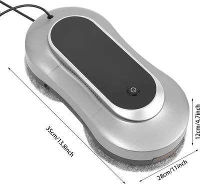 Image de Robot nettoyeur de vitres 80W - Robot de nettoyage automatique intelligent pour vitres - Double fonction de pulvérisation d'eau - Puissance d'aspiration de 2800 à 3200 Pa - Réservoir de 70 ml, 10 chiffons de nettoyage - Couleur : gris argenté