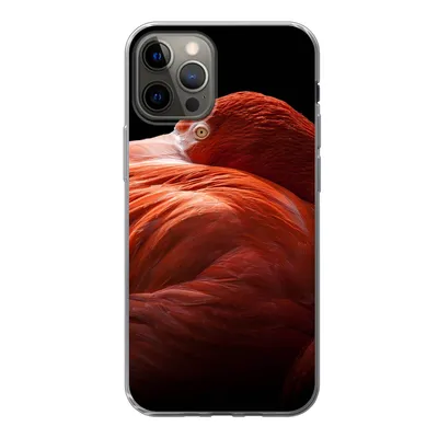 Produktbild von MuchoWow® Handyhülle Schutzhülle Hülle für iPhone 12 Pro Flamingo - Federn - Rosa Silikon Softcase Handy Hülle - Abdeckung