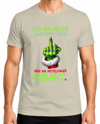 Imagen del producto de Camiseta para hombre con el texto "Estoy de mal humor hoy. ¡Maldito Grinch! Navidad", color natural, talla L