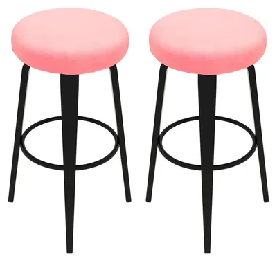 2 Barhockerbezüge aus Flanell, elastisch, 35–45 cm, rosa