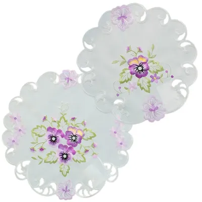 Imagen del producto de Manteles individuales ELKE, diseño "Violetas", poliéster, juego de 2 unidades, diámetros de 30 y 40 cm