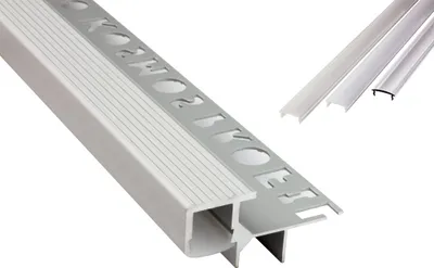 Produktbild von T-40 LED Alu Fliesenprofil Treppenprofil Stufen 12mm silber 1m milky
