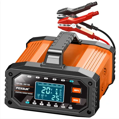 Produktbild von 12 V, 20 A / 24 V, 10 A Batterieladegerät, intelligentes Erhaltungsladegerät, Autoladegerät, automatischer Batteriewartungs- und Desulfatierungsgerät mit Reparaturmodus für Autos