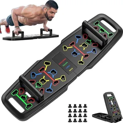 Produktbild von Unyqoos® Premium Push-up-Board 10-in-1 – faltbar mit rutschfesten Gummigriffen, Carbonfaser-Panel, Anti-Rutsch-Pads, belastbar bis 300 kg, Home-Workout