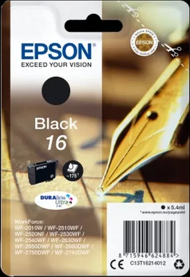 Produktbild von Tintenpatrone Original Epson T1621 schwarz Packung mit 10 Stück