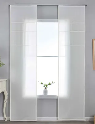Produktbild von 2er Set Halbtransparente Schiebegardinen mit Paneelwagen HxB 245x60 cm Natur »Leipzig« Kettenmuster lichtdurchlässig elegante Struktur  202450P-2