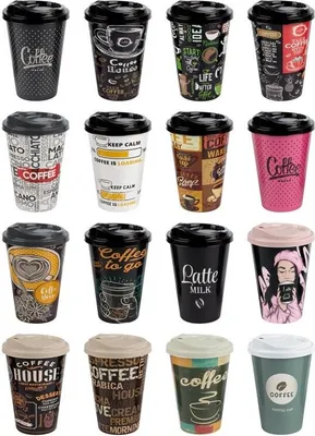 Produktbild von Kaffeebecher mit Deckel aus Kunststoff 500ml im Display - COFFEE - (03 1273)