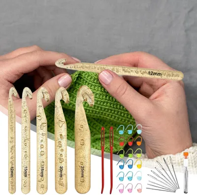Produktbild von Set aus Häkelnadeln – Multifunktionales Strickwerkzeug-Kit in großen Größen für Stricken, Häkeln und kreative Projekte