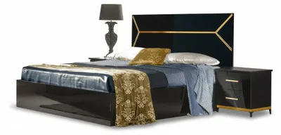 Produktbild von Modernes Schwarzes Leder Doppelbett Schlafzimmer Luxus Wohnraum Design
