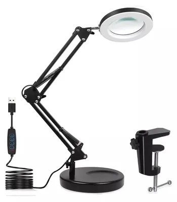 Zdjęcie produktu dla Lampa z lupą, 10-krotne powiększenie, regulowane oświetlenie, ciepła biel