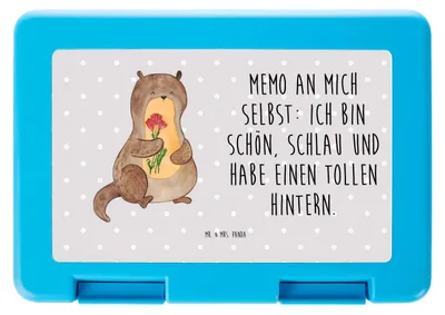 Produktbild von Mr. & Mrs. Panda Lunchbox Otter Blumenstrauß - Grau Pastell - Geschenk, Bentobox, Lebensmittel Aufbewahrungsbox, Selbstvertrauen, Bento Box, Süß, Selbstliebe, Achtsamkeit