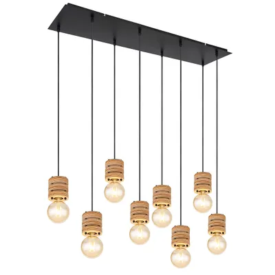 Produktbild von Hängeleuchte, 8-Flammig, Holz braun, schwarz, L 98 cm
